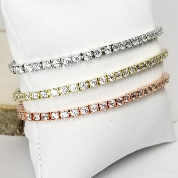 Bracelet / Anklet Pave CZ Diamond Slider NEW - Picture 4 of 11